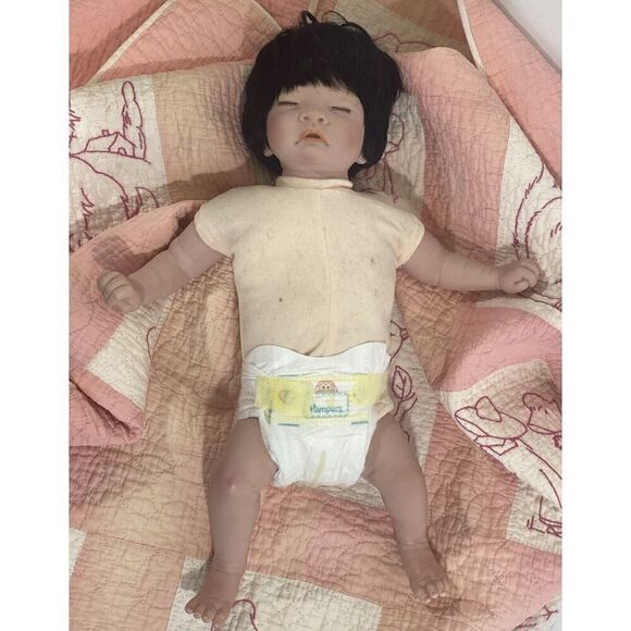 Paradise Galleries Laura Lee Eagles Newborn Reborn Baby Black Hair Numbered Sign - Picture 8 of 16